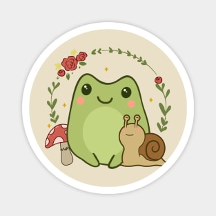 Cute Kawaii Frog Snail Mushroom Cottagecore Aesthetic Magnet